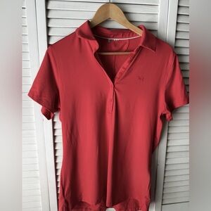 Under Armour Heat Gear Women's Golf Polo Short Sleeve Size Large Red